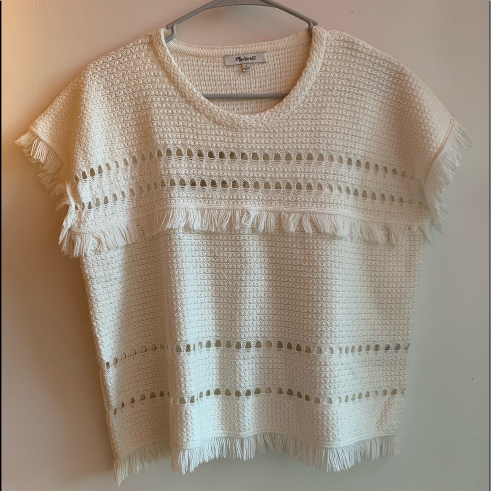 Madewell Crochet Laced White Top